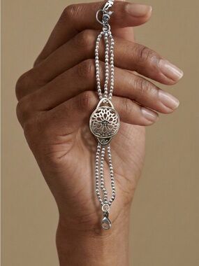Gold-Tone Filigree Multi-Strand Bracelet with Silver Beads